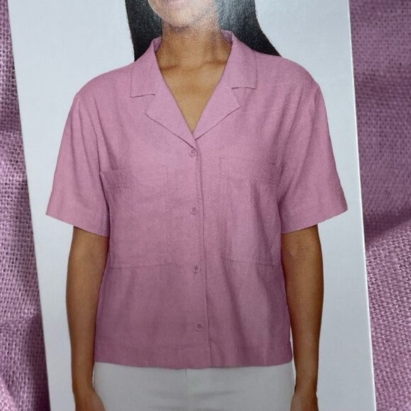 Buffalo David Bitton Pink Linen Viscose Shirt XL Short Sleeve a1522 - Picture 1 of 8